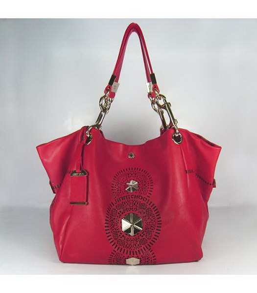 Lola medio Slouchy Tote_Red Lamskin